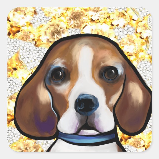 Sticker Carré Bling Beagle      (Devant)