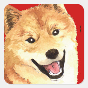 Sticker Carré Bloc de couleur Shiba Inu