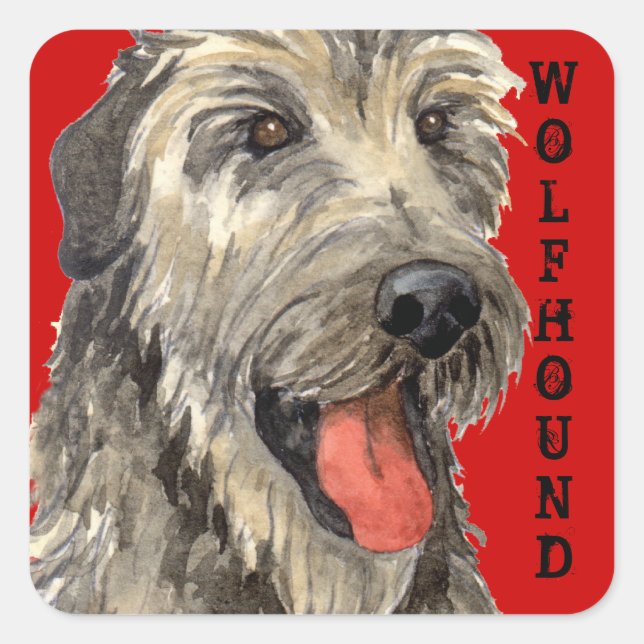 Sticker Carré Bloc de couleur Wolfhound irlandais (Devant)