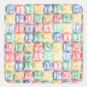 Sticker Carré Blocs colorés pour enfants