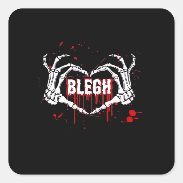 Sticker Carré Bloody Breakdown, Skeleton Heart Hands Emo, Metalc (Devant)