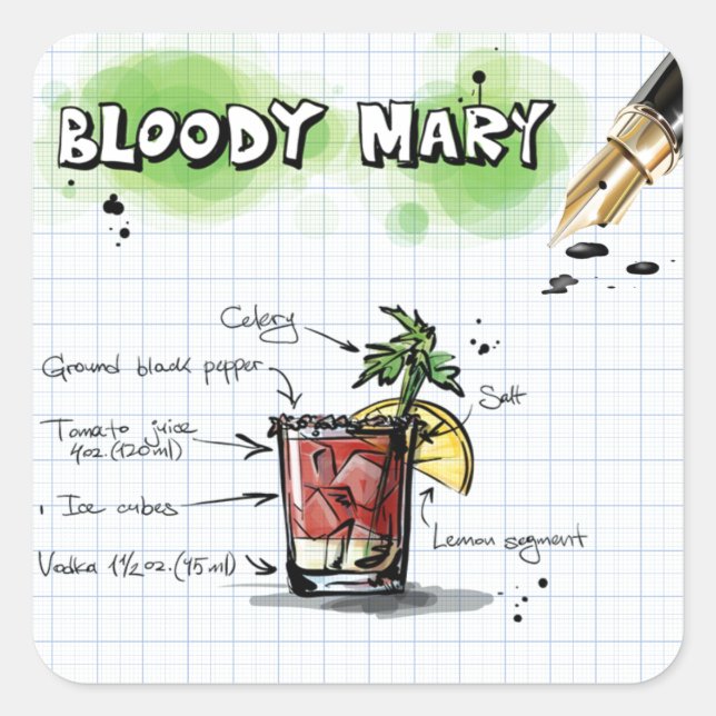 Sticker Carré Bloody Mary (Devant)