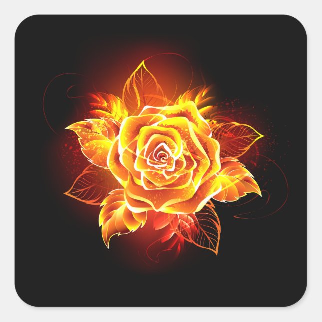 Sticker Carré Blooming Fire Rose (Devant)