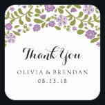 Sticker Carré Blossom fleur sauvage | Faveur de mariage<br><div class="desc">DE LA COLLECTION MARIAGE FLEUR SAUVAGE BLOSSOMS : Fleurs Whimsical aux couleurs de Chartreuse Vert et Violet antique avec un arrière - plan blanc propre. Utilisez l'autocollant pour vos ballotins invités, sacs à bonbons, sacs cadeaux, boîte à gâteau et bien plus encore. Si vous avez des questions ou des changements...</div>