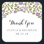 Sticker Carré Blossom fleur sauvage | Faveur de mariage<br><div class="desc">DE LA COLLECTION MARIAGE FLEUR SAUVAGE BLOSSOMS : Fleurs Whimsical aux couleurs de Chartreuse Vert et Violet antique avec un arrière - plan blanc propre. Utilisez l'autocollant pour vos ballotins invités, sacs à bonbons, sacs cadeaux, boîte à gâteau et bien plus encore. Si vous avez des questions ou des changements...</div>