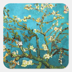 Sticker Carré Blossoming Almond Tree Van Gogh Fine Art