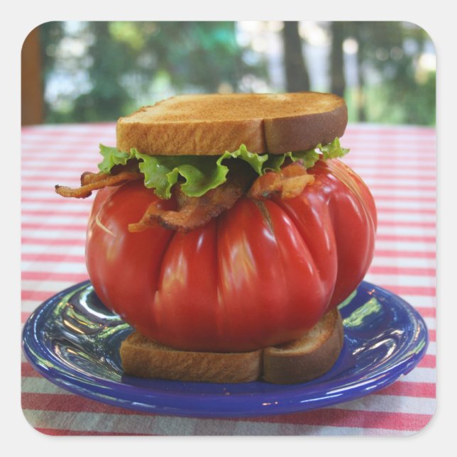 Sticker Carré BLT avec tomate géante (Devant)