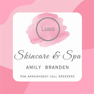 Sticker Carré Blub rose aquarelle Texte Spa