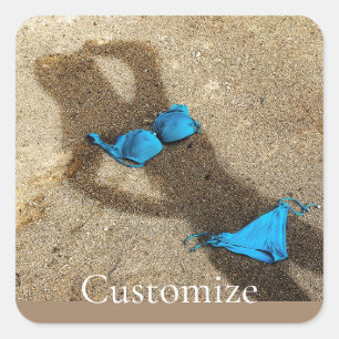 Sticker Carré Blue Bikini Beach Sand Thunder_Cove