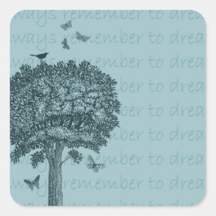 Sticker Carré Blue Birds Papillons Dream Tree