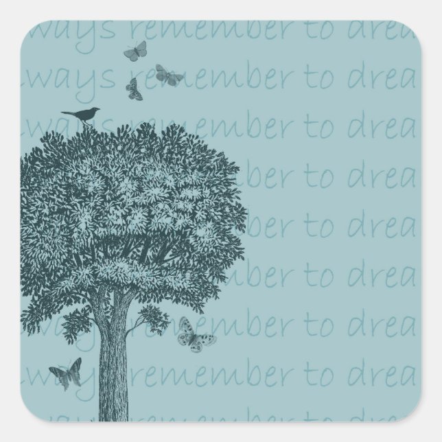 Sticker Carré Blue Birds Papillons Dream Tree (Devant)