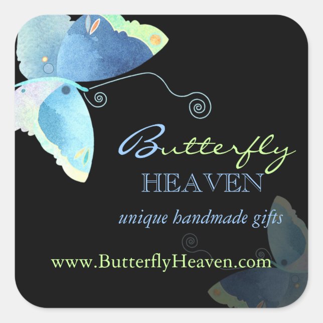 Sticker Carré Blue + Black Butterfly Business Marketing (Devant)