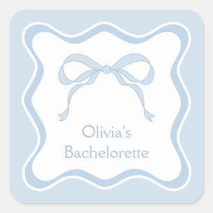 Sticker Carré Blue Bow Tying Knot Bachelorette Party