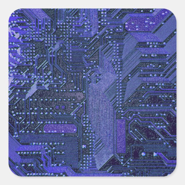 Sticker Carré Blue Cyber Circuit Board Tech Art Electronique (Devant)
