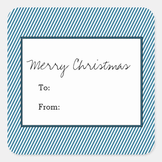 Sticker Carré Blue Diagonal Festive Stripes vacances (Devant)