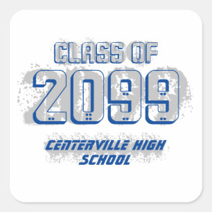 Sticker Carré Blue Distressed Classe moderne