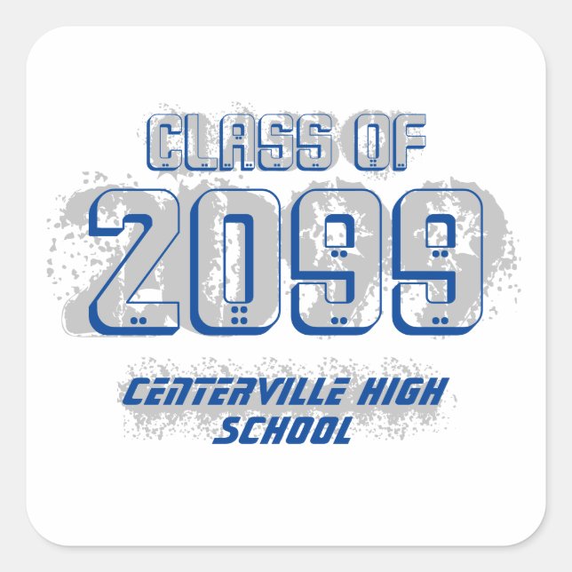 Sticker Carré Blue Distressed Classe moderne (Devant)