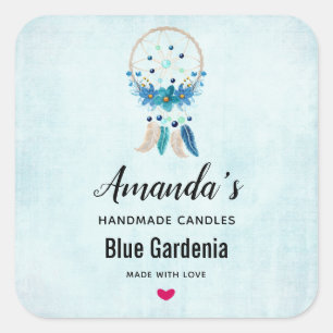 Sticker Carré Blue Dreamcatcher Chandelle design Boho élégant