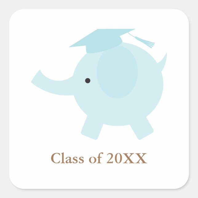 Sticker Carré Blue Elephant Kids Graduation (Devant)