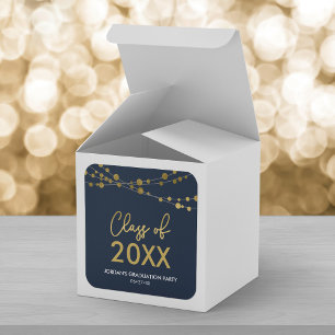 Sticker Carré Blue Faux Gold Lights Classe de Grad Party 2024