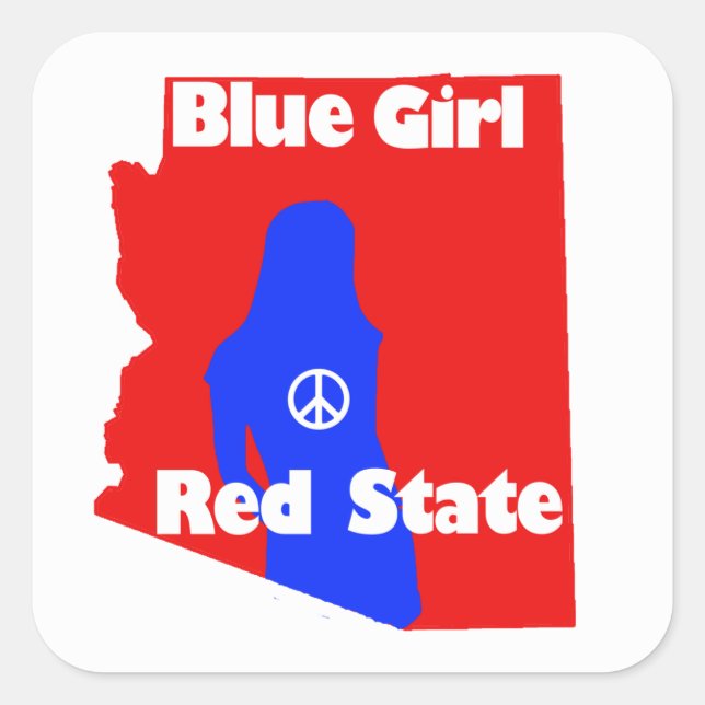 Sticker Carré Blue Girl in a Red State - Arizona (Devant)