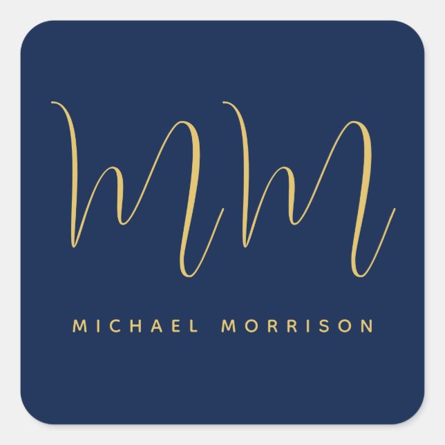 Sticker Carré Blue Gold Colours Professionnel Lettres initiales  (Devant)