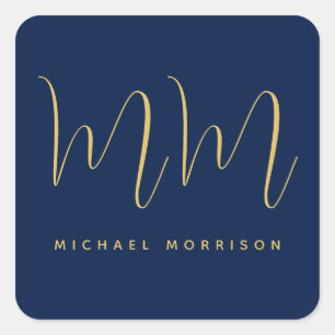 Sticker Carré Blue Gold Colours Professionnel Lettres initiales