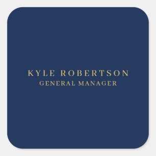 Sticker Carré Blue Gold Professional Nom personnel tendance