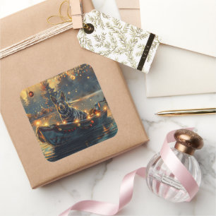 Sticker Carré Blue Heeler Noël Festive Voyage