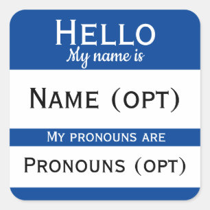 Sticker Carré Blue Hello Pronouns