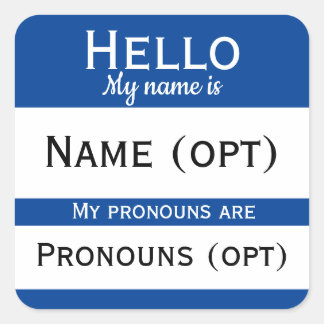 Sticker Carré Blue Hello Pronouns