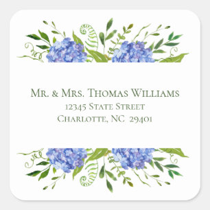 Sticker Carré Blue Hydrangeas Adresse Mariage