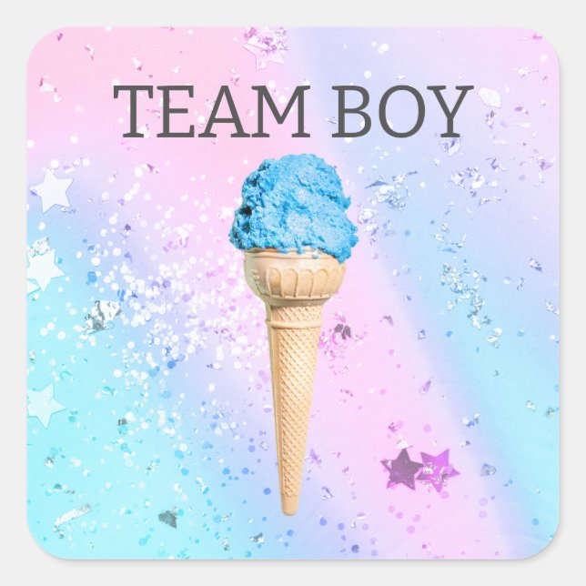 Sticker Carré Blue Ice Cream Genre Reveal TEAM GARÇON (Devant)