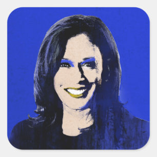 Sticker Carré Blue Kamala Harris Pop Art