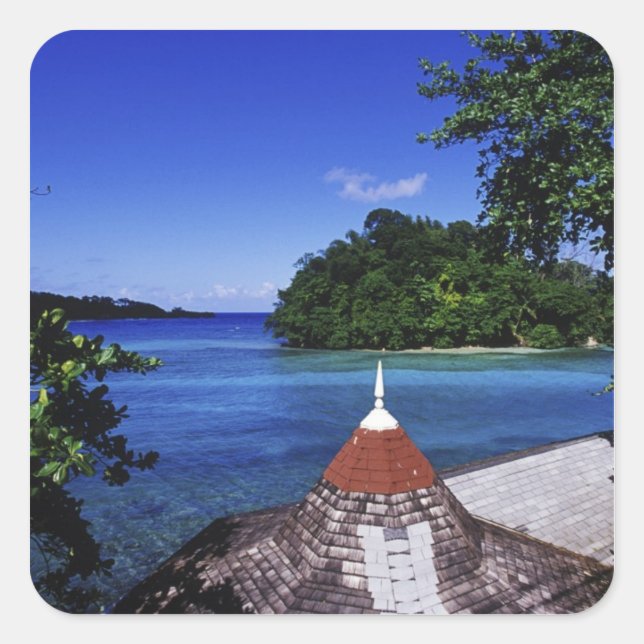 Sticker Carré Blue Lagoon, Port Antonio, Jamaïque (Devant)