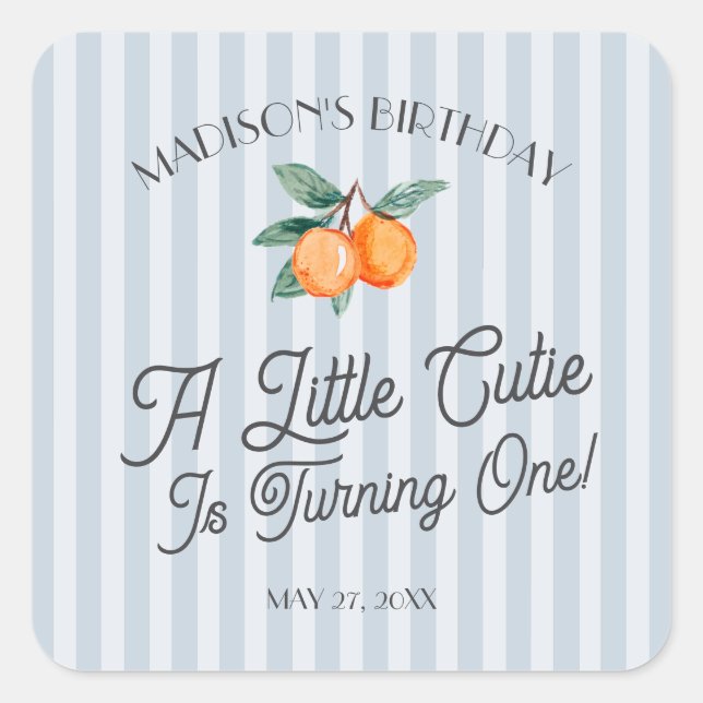Sticker Carré Blue Little Cutie Pastel Citrus Enveloppe Annivers (Devant)