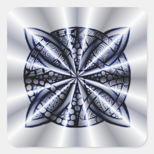 Sticker Carré Blue Metallic Celtic Knot Art original (Devant)