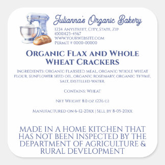 Sticker Carré Blue Mixer Bread Bakery Pastry Chef Food Product