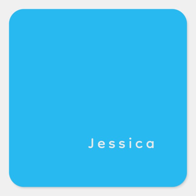 Sticker Carré Blue Modern Elegant Plain Simple Professional Name (Devant)