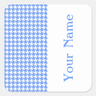Sticker Carré Blue Modern Houndstooth avec nom