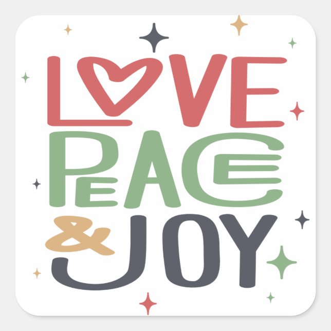 Sticker Carré Blue of the holiday : Love, peace and joy (Devant)