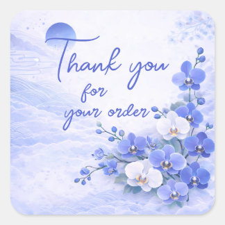 Sticker Carré Blue orchid Thank You For your order