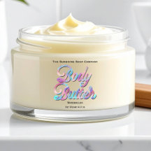 Blue Pink Holographic Clear Body Butter Label