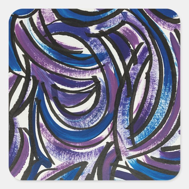 Sticker Carré Blue Purple Brushstrokes (Devant)