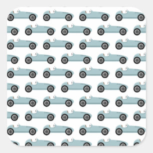 Sticker Carré Blue Race Car Boy Racing Anniversaire