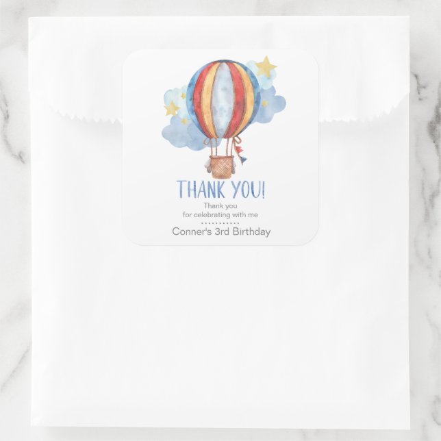 Sticker Carré Blue Red Balloon Stars Anniversaire de enfant Merc (Sac)