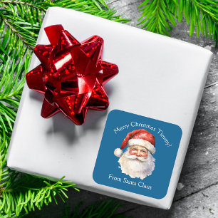 Sticker Carré Blue Santa Claus Custom Kids Christmas Cadeau