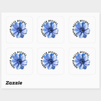 Sticker Carré Blue Serenity Flower Art