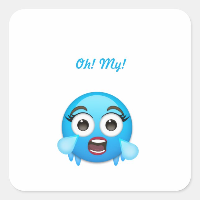 Sticker Carré Blue Tears of Joy: The Overwhelmed Emoji (Devant)