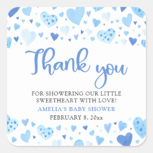 Sticker Carré Blue Valentine Boy Petit Baby shower amoureux